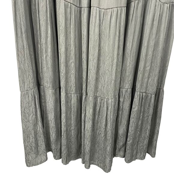 NWT Gentle Fawn Tiered Ruffle Tie Neck Aloe Green Foliage Print Maxi Dress Small - Picture 2 of 8